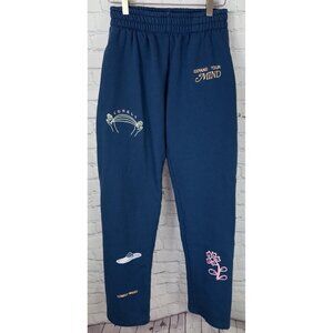 LONELY GHOST Women’s Small Heavy Weight Sweatpants Teal Be Where Your Feet Are